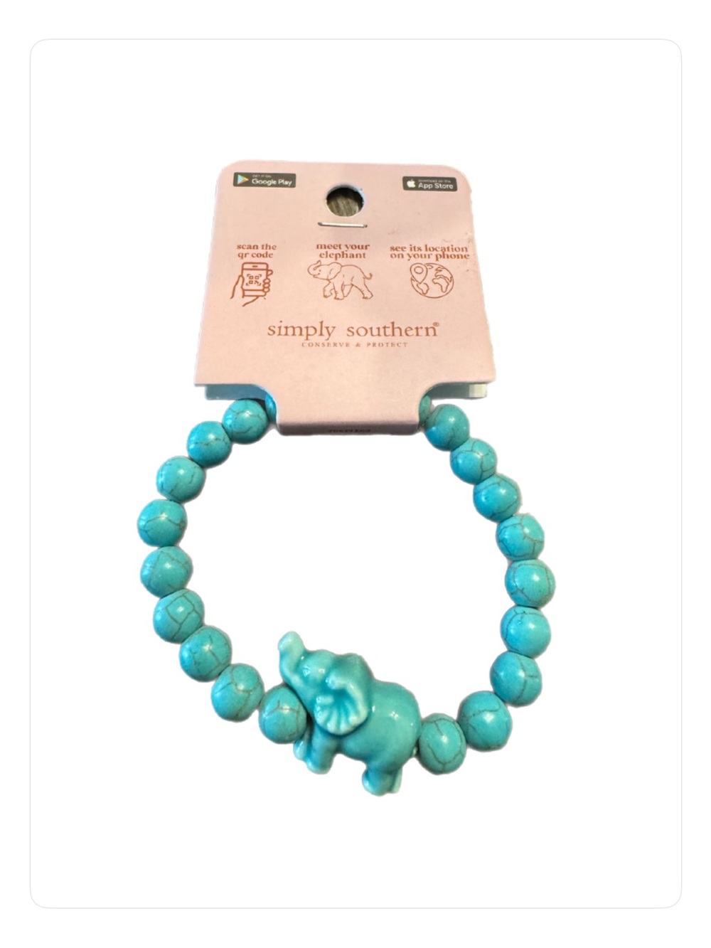 Simply Southern Turquoise Beaded Kids Elephant Bracelet